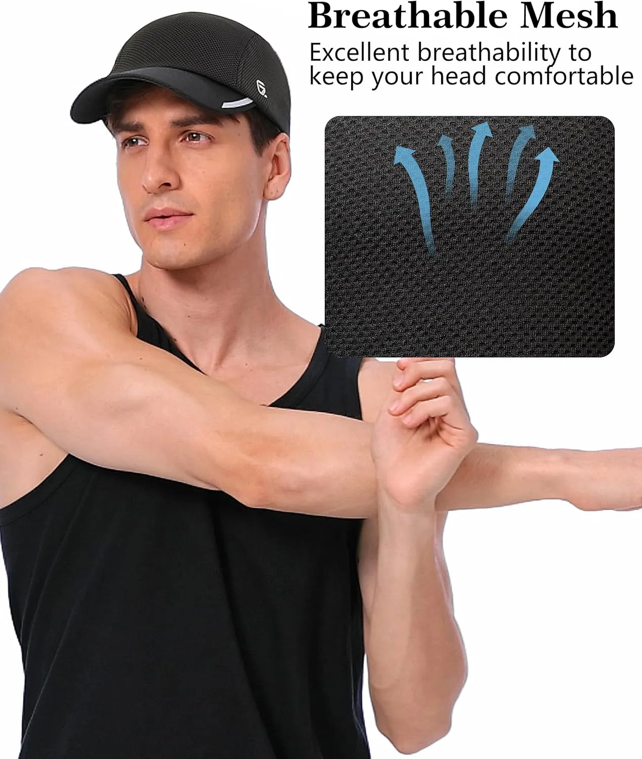 GADIEMKENSD Cooling Running Hat Performance Mesh Hat with Reflective, Ventilation, Lightweight, Cools Up to 2 Hours