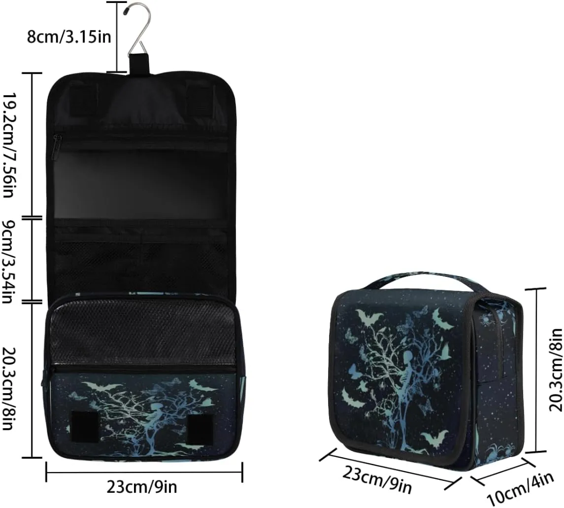 Galaxy Skull Tree Butterfly Hanging Toiletry Bag Travel Bag with Hanging Hook Large Cosmetic Bag Travel Organizer Toiletry Kit for Woman Man