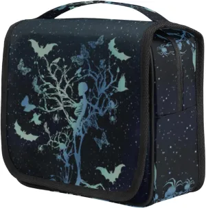 Galaxy Skull Tree Butterfly Hanging Toiletry Bag Travel Bag with Hanging Hook Large Cosmetic Bag Travel Organizer Toiletry Kit for Woman Man