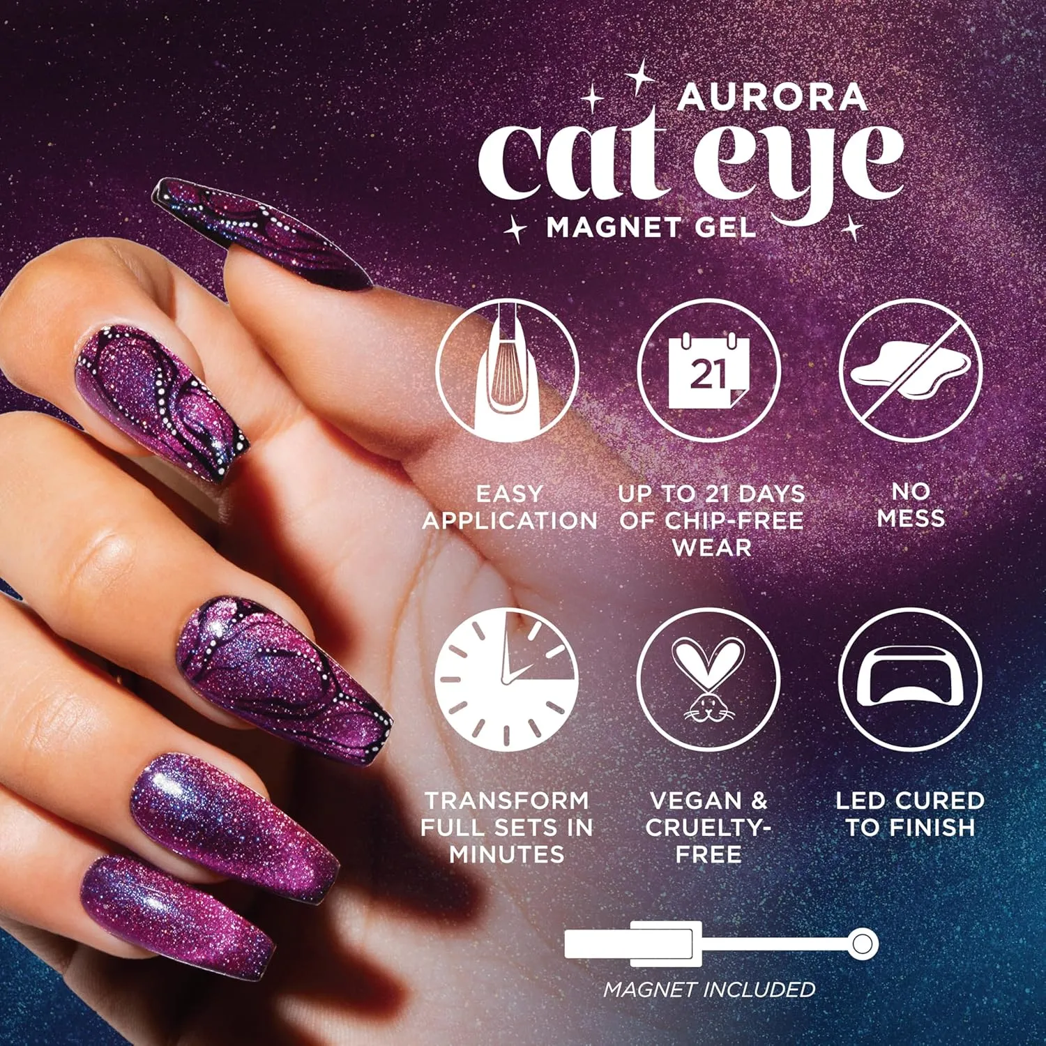 Gelish Aurora Cat Eye Effect Magnet Gel Polish – Reflective Flash Glitter Galaxy, Multi-Dimensional Iridescent Shimmer, Soak-Off, Vegan & Cruelty-Free. (Space Dust, 15mL)