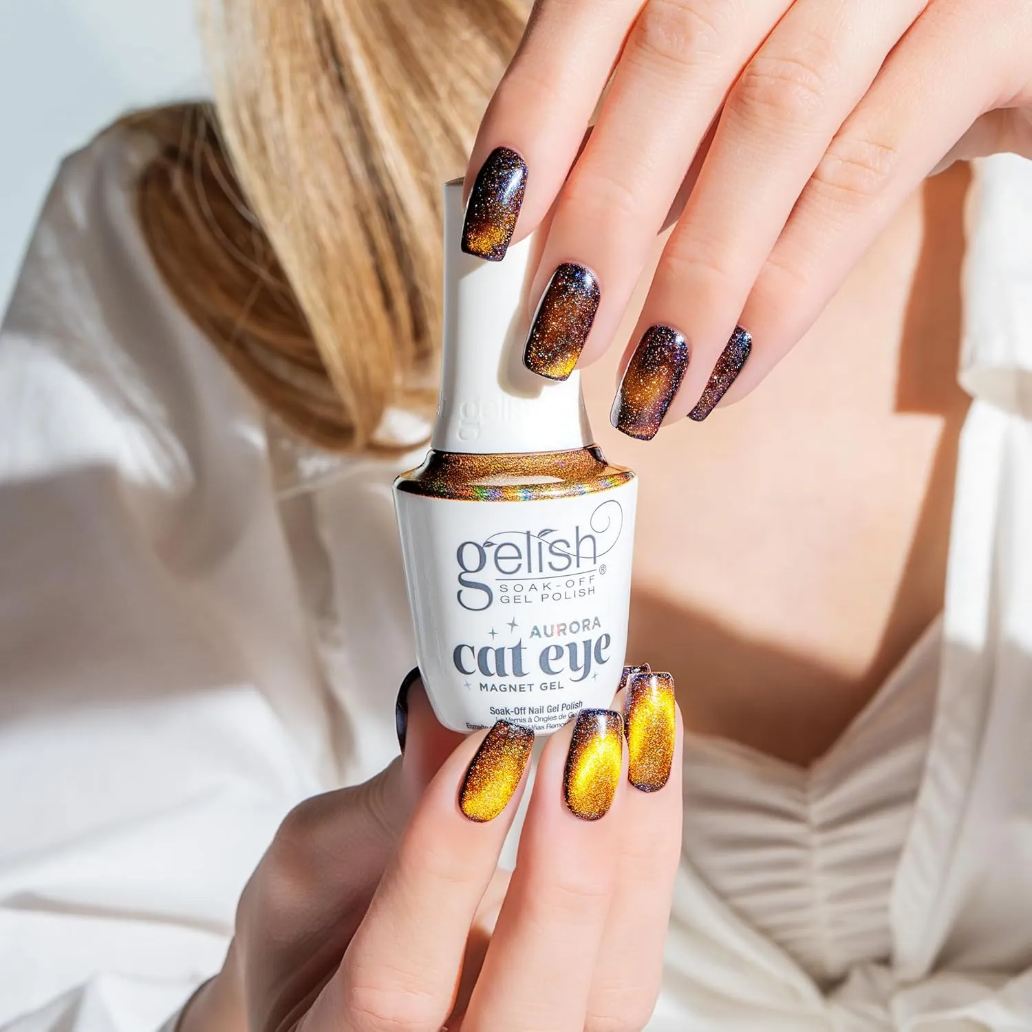 Gelish Aurora Cat Eye Effect Magnet Gel Polish – Reflective Flash Glitter Galaxy, Multi-Dimensional Iridescent Shimmer, Soak-Off, Vegan & Cruelty-Free. (Space Dust, 15mL)