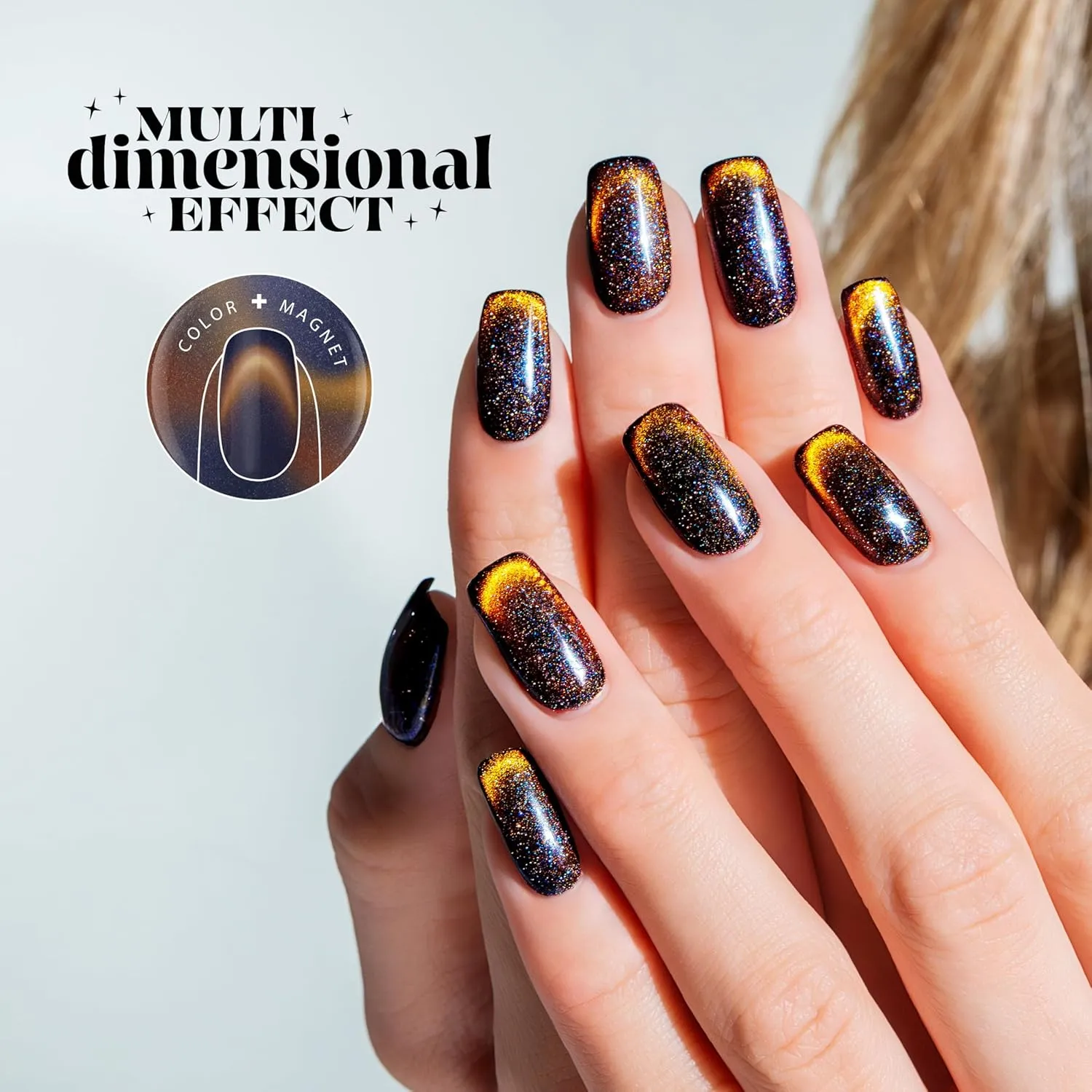 Gelish Aurora Cat Eye Effect Magnet Gel Polish – Reflective Flash Glitter Galaxy, Multi-Dimensional Iridescent Shimmer, Soak-Off, Vegan & Cruelty-Free. (Space Dust, 15mL)