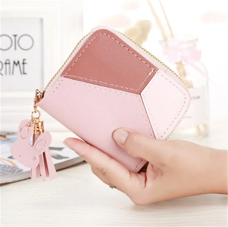 Geometric Patchwork Long Zipper Bag