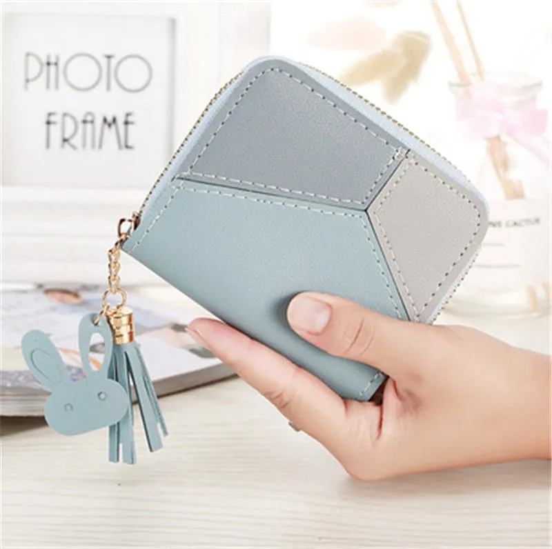 Geometric Patchwork Long Zipper Bag
