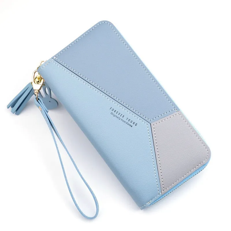 Geometric Patchwork Long Zipper Bag