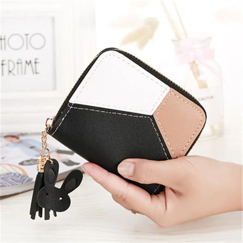 Geometric Patchwork Long Zipper Bag