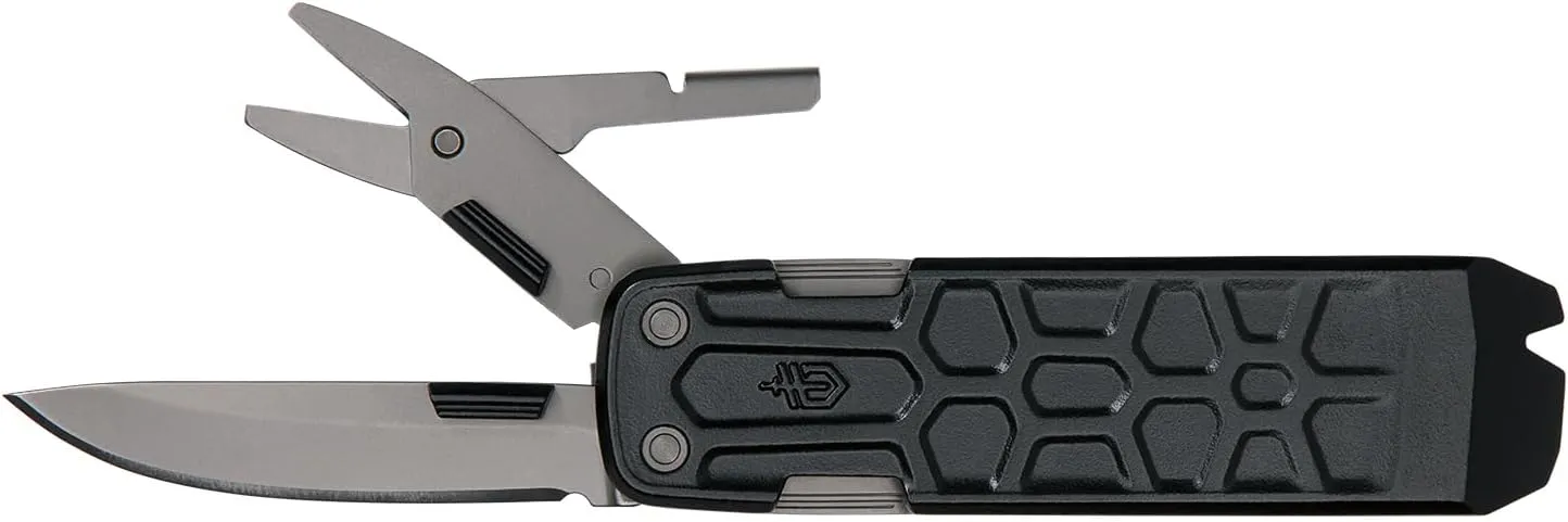 Gerber Gear Lockdown Slim Pry 7-in-1 Keychain Multitool Compact EDC Mini Pocket Knife with Pry Bar, Black