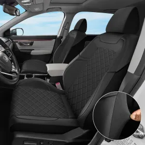 GIANT PANDA Custom Fit 2 Pack Front Car Seat Covers Fit for Honda CRV CR-V 2017 2018 2019 2020 2021 2022, Luxury Seat Covers for car, Faux Leather - (Black)
