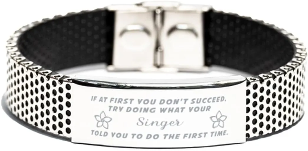 GIFTVILLE & SURPRISE Inspirational Stainless Steel Bracelet, If at first you don't succeed, try doing what your athletic trainer told you to do the first time., Gifts for soloist Engraved Message