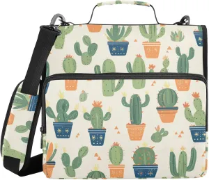 Gigantic Cacti Mint Cream 1.5 Inch 3 Rings Organizer Binder with Handle Laege Capacity Document Binder Organizer for School/Office