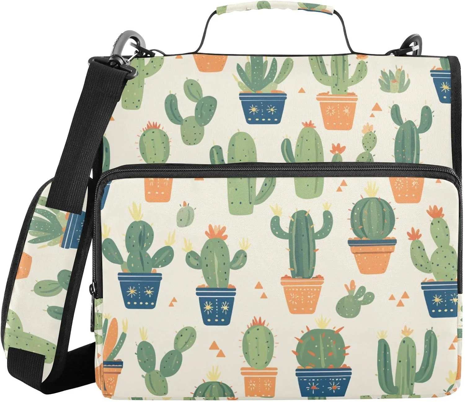 Gigantic Cacti Mint Cream 1.5 Inch 3 Rings Organizer Binder with Handle Laege Capacity Document Binder Organizer for School/Office