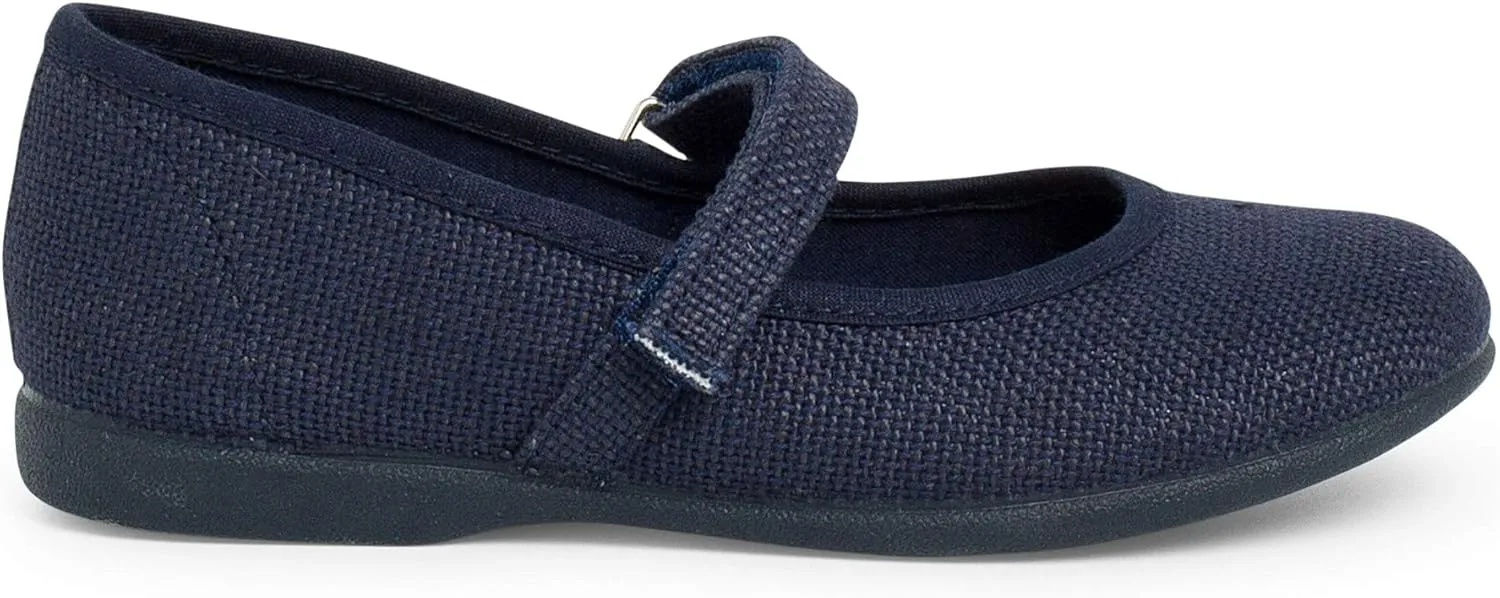 Girls Riptape Linen Mary Janes