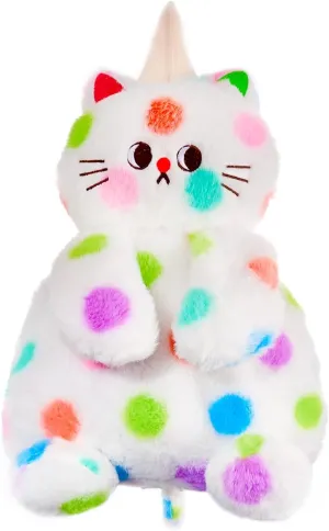 Girls White Cat Plush Backpack – Stuffed Animal Cat Bag with Adjustable Straps, Perfect for Birthday Travel & Gifts