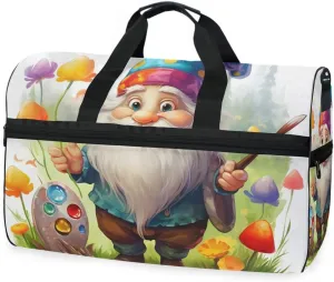 Gnome Dwarf Cute Travel Duffel Bag Luggage Sports Gym Bags With Shoes Compartment Large Capacity Lightweight Duffle Bag For Men Women