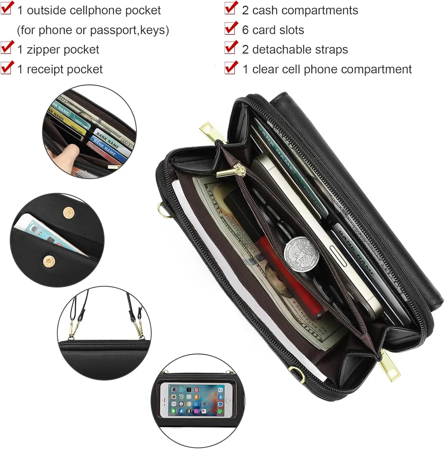 GOIACII Small Crossbody Cell Phone Bag for Women, Mini Shoulder Handbag Purse Wallet with Credit Card Slots
