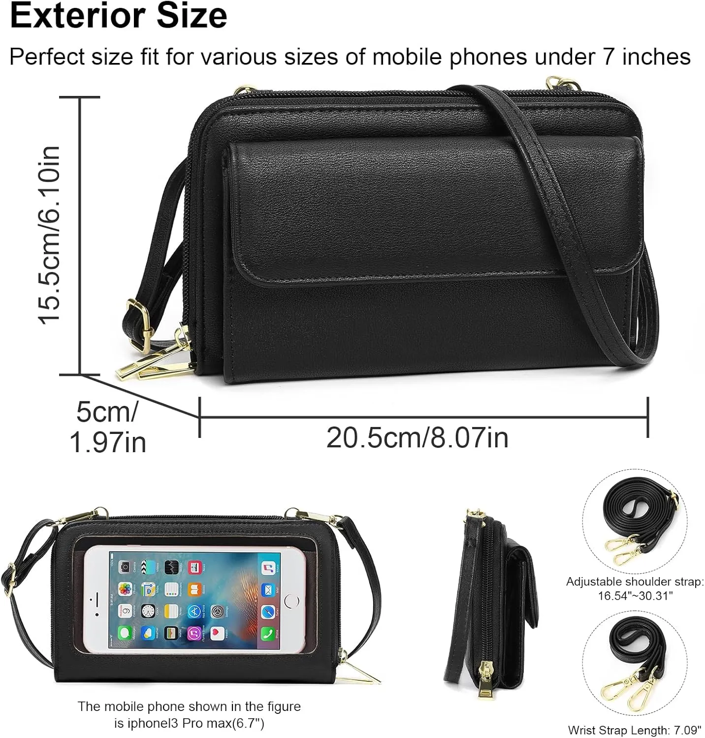 GOIACII Small Crossbody Cell Phone Bag for Women, Mini Shoulder Handbag Purse Wallet with Credit Card Slots