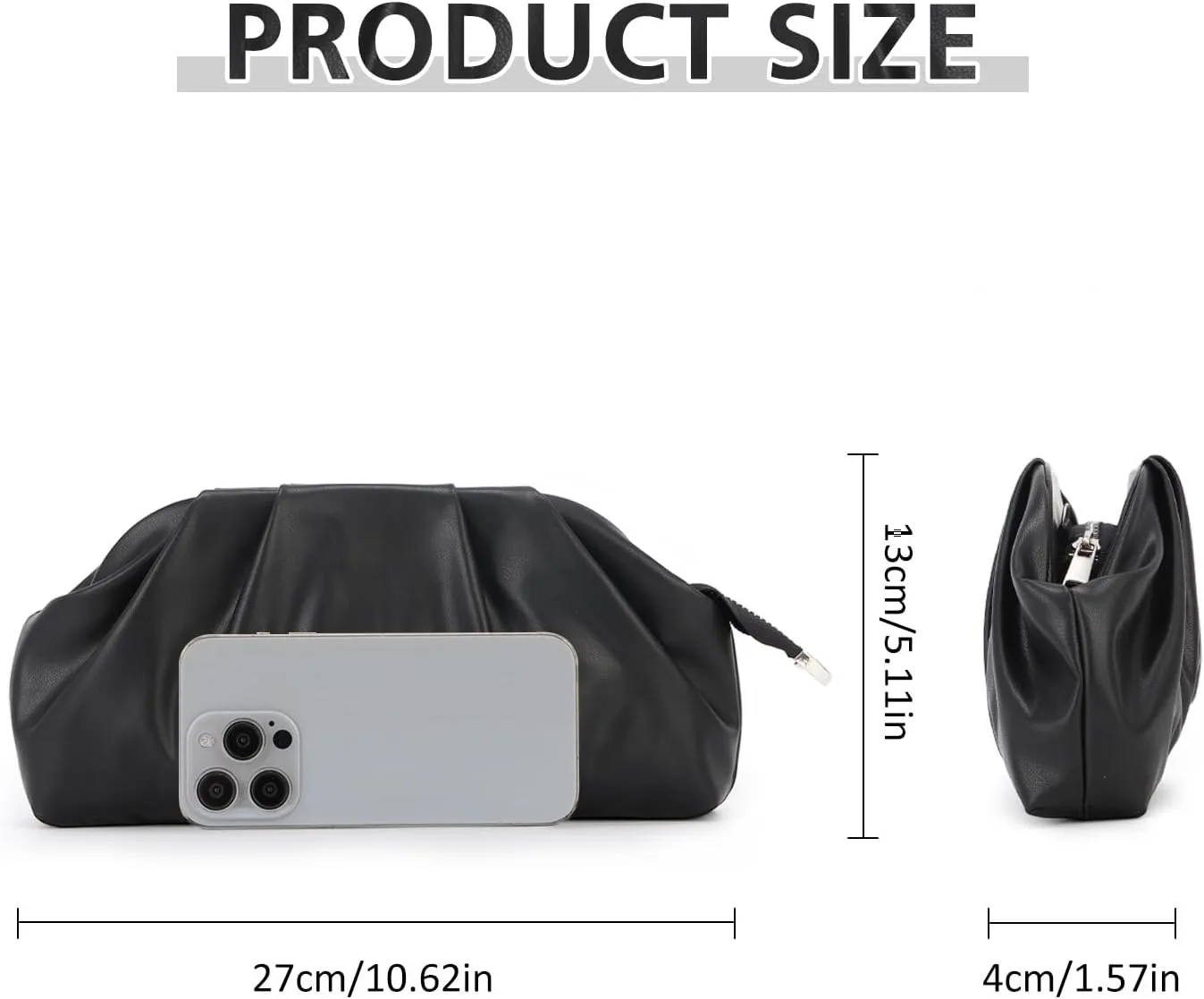 GOKTOW Ruched Dumpling Clutch Purse Women's Evening Bag Soft Vegan Leather Handbags for Weddings Proms Cocktail-Gemma