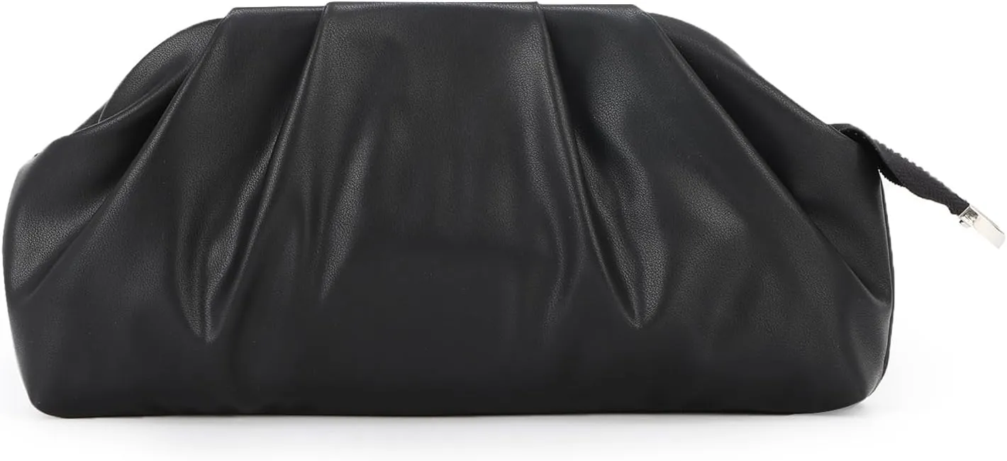 GOKTOW Ruched Dumpling Clutch Purse Women's Evening Bag Soft Vegan Leather Handbags for Weddings Proms Cocktail-Gemma