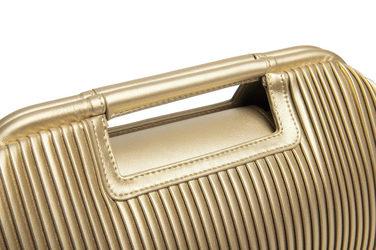 Gold Faux Leather Clutch - Elegant & Compact Purse