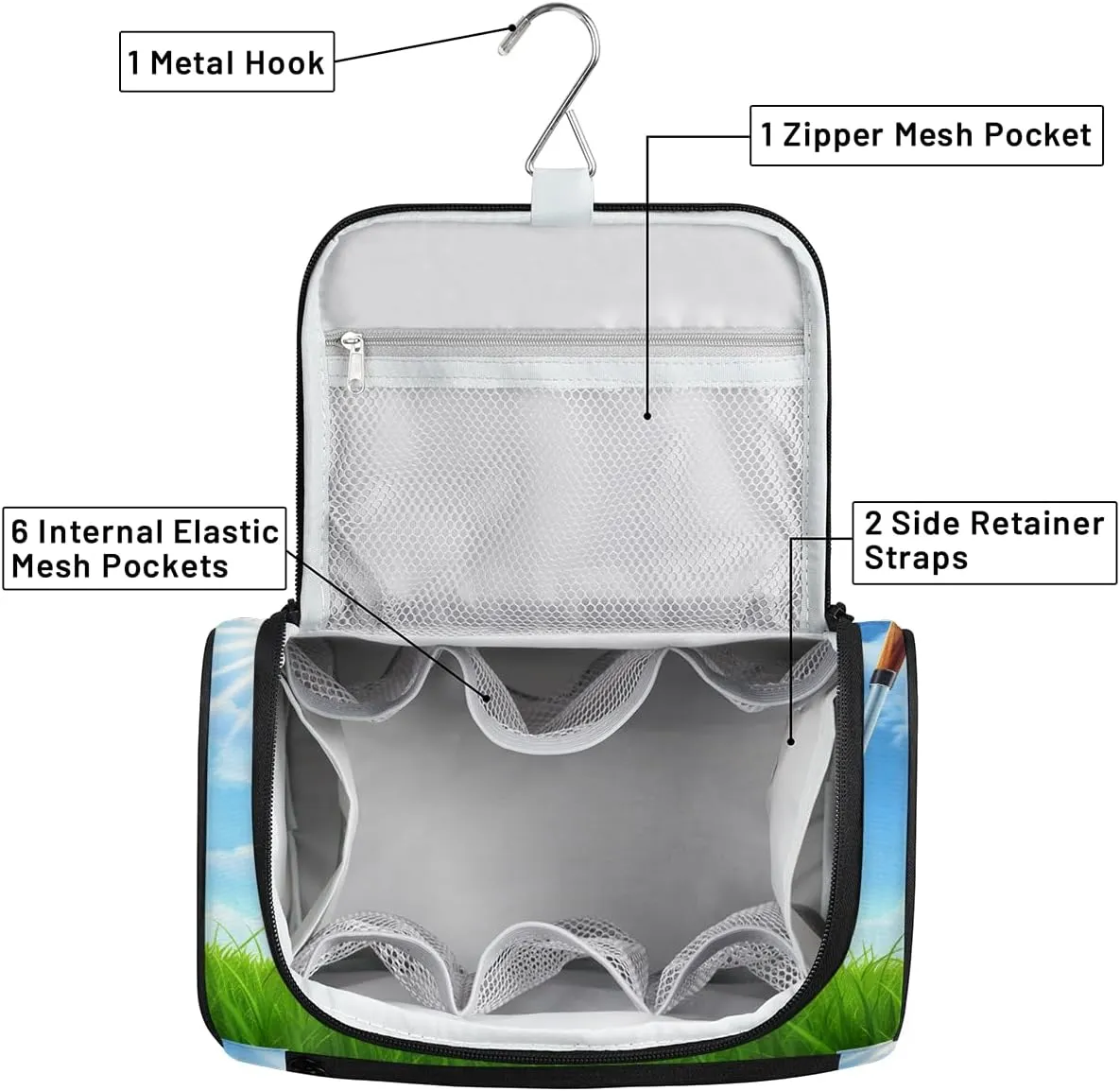 Golf Ball Club Travel Toiletry Bag for Men and Women, Large Hanging Makeup Bag Organizer Toiletries Bag for Travel, Cosmetic Bag with Handle