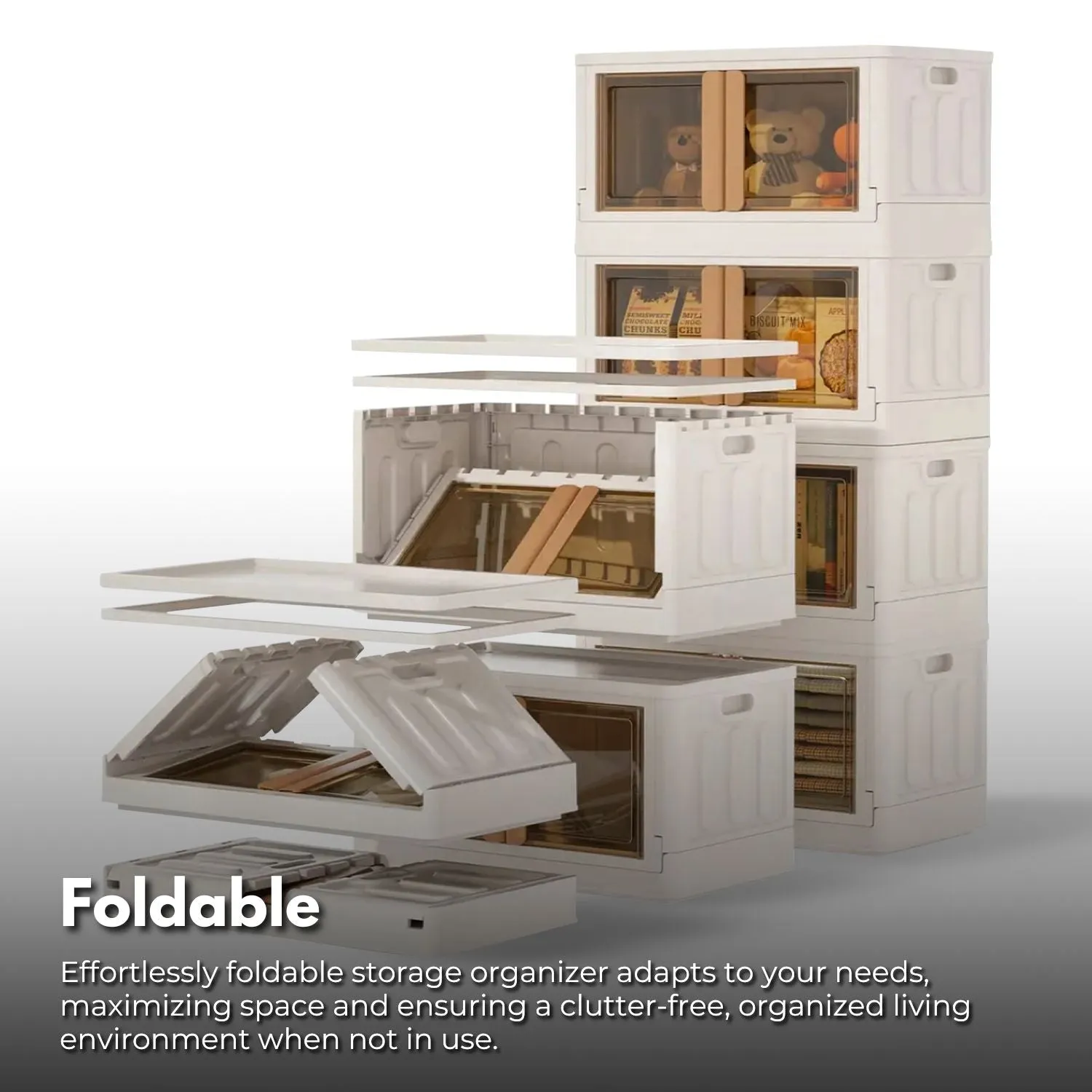 GOMINIMO 32L Foldable Storage Organizers(lvory Brown)