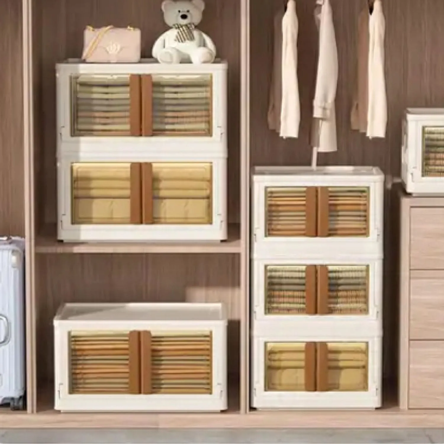 GOMINIMO 32L Foldable Storage Organizers(lvory Brown)
