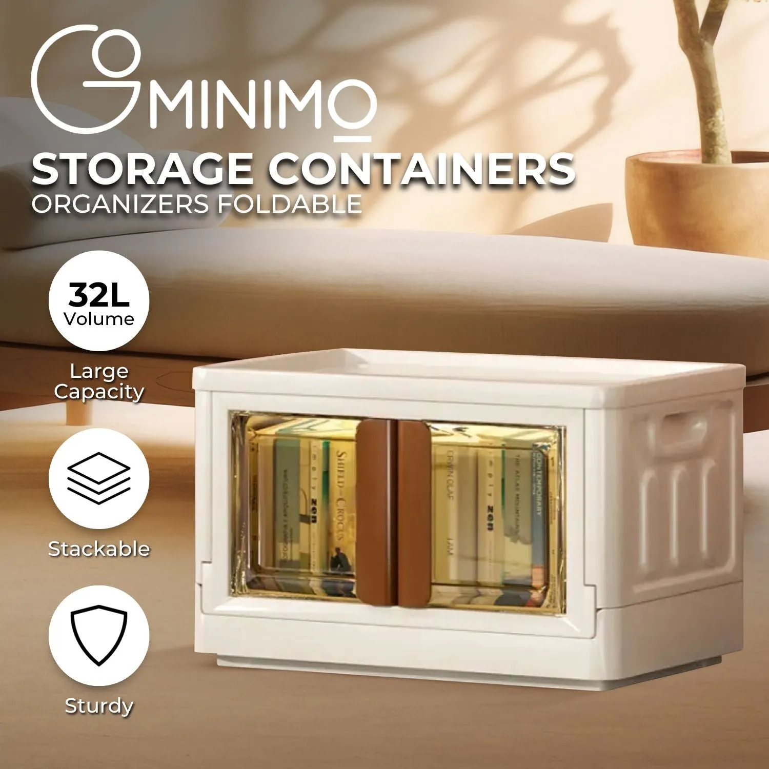 GOMINIMO 32L Foldable Storage Organizers(lvory Brown)