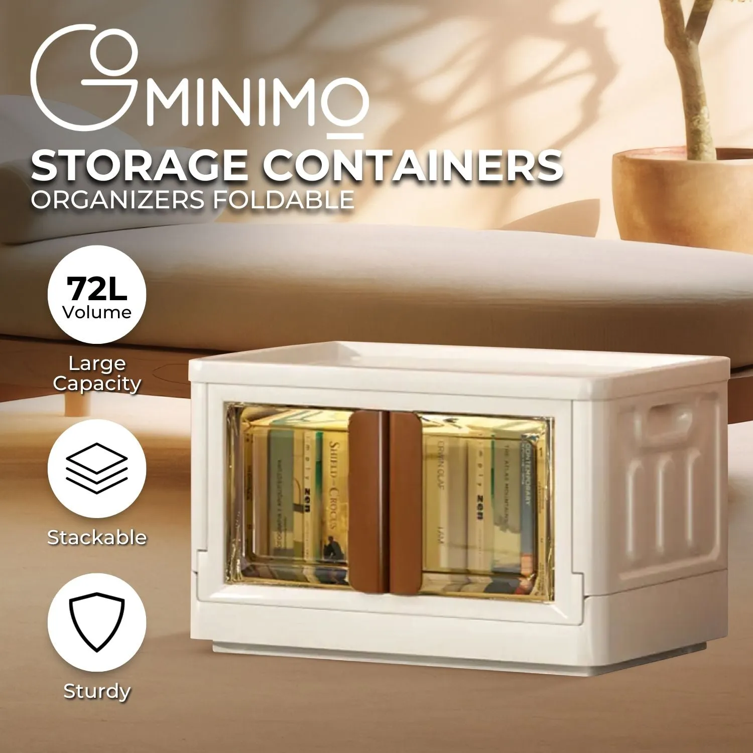 GOMINIMO 72L Foldable Storage Organizers(lvory Brown)