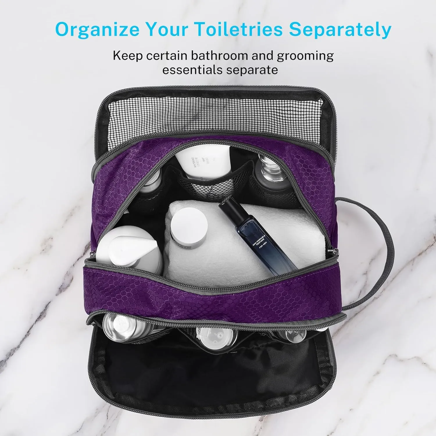 Gonex Travel Toiletry Bag Nylon, Dopp Kit Shaving Bag Toiletry Organizer Deep Purple