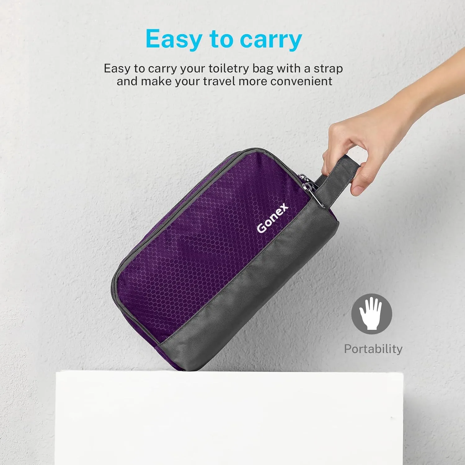 Gonex Travel Toiletry Bag Nylon, Dopp Kit Shaving Bag Toiletry Organizer Deep Purple