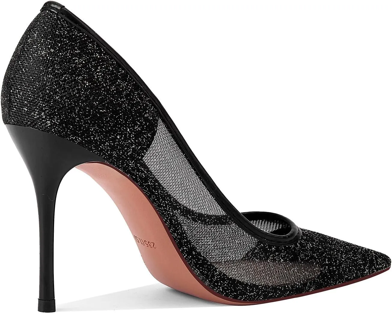 GOSERCE Rhinestone Heels Dressy Women's Stiletto Pointed Toe Pumps Mesh High Heel Pumps Fashion Prom Wedding Evening Party Shoes