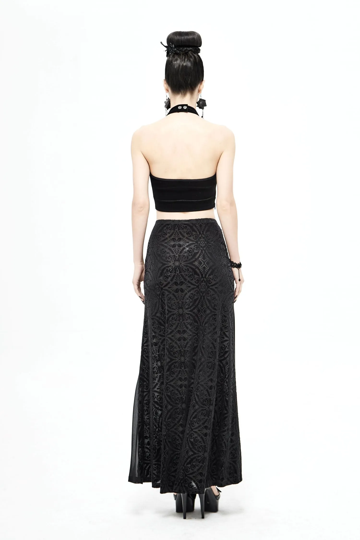 Gothic Cross Maxi Mesh Skirt