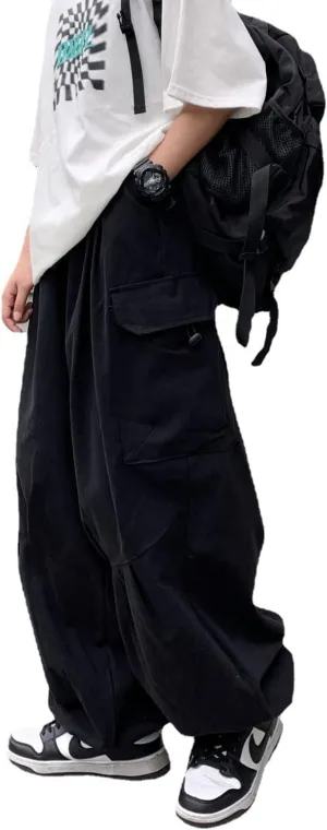 Gothic Harajuku Cargo Pants Y2K Women Wide Leg Joggers Hippie Streetwear Loose Baggy Trousers