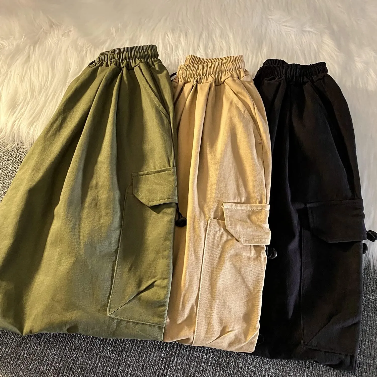 Gothic Harajuku Cargo Pants Y2K Women Wide Leg Joggers Hippie Streetwear Loose Baggy Trousers