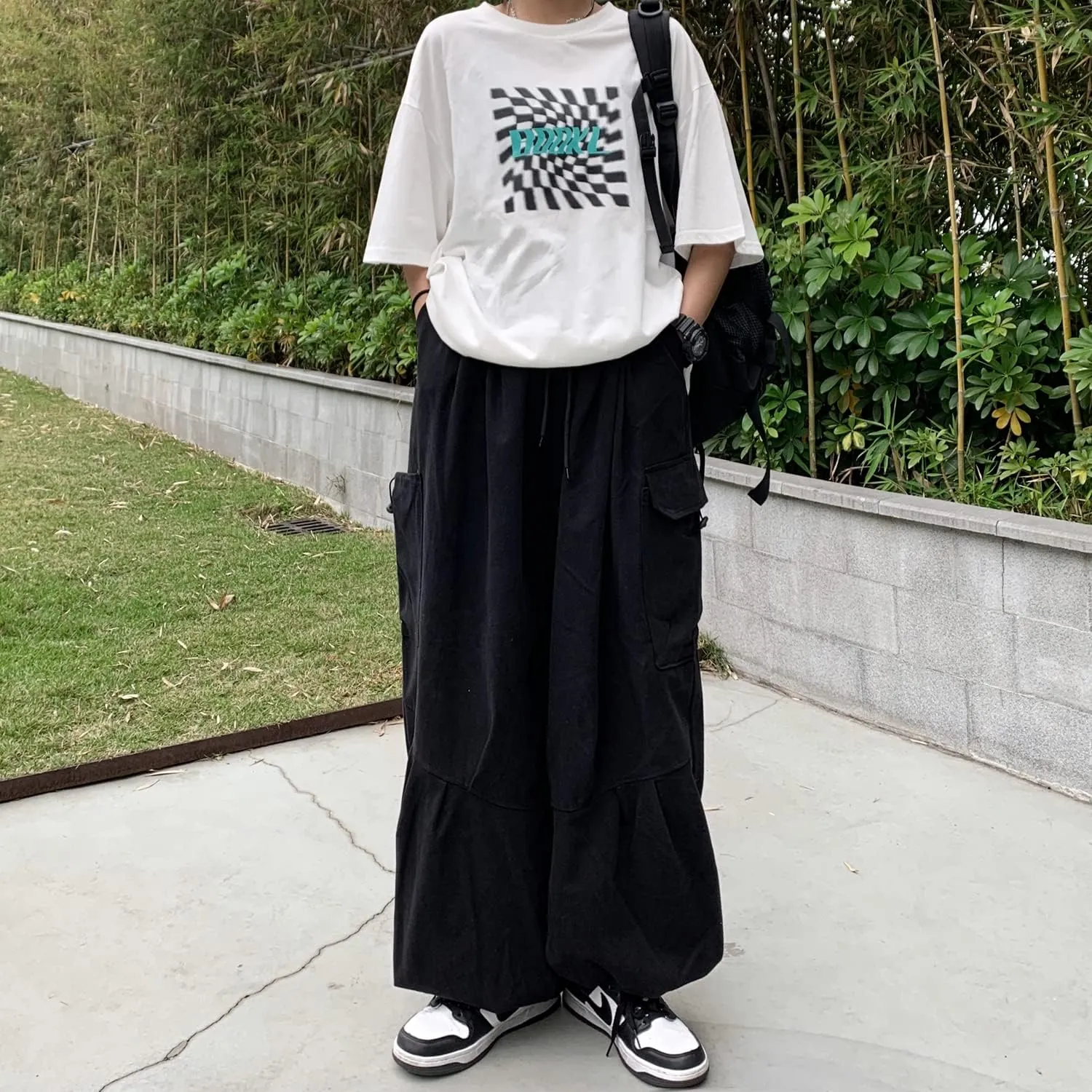 Gothic Harajuku Cargo Pants Y2K Women Wide Leg Joggers Hippie Streetwear Loose Baggy Trousers
