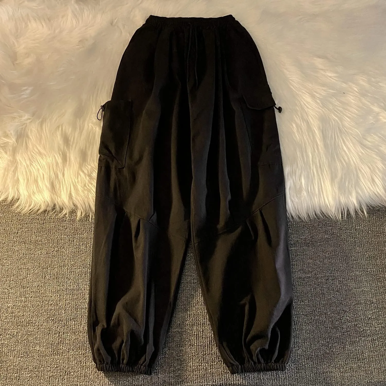 Gothic Harajuku Cargo Pants Y2K Women Wide Leg Joggers Hippie Streetwear Loose Baggy Trousers