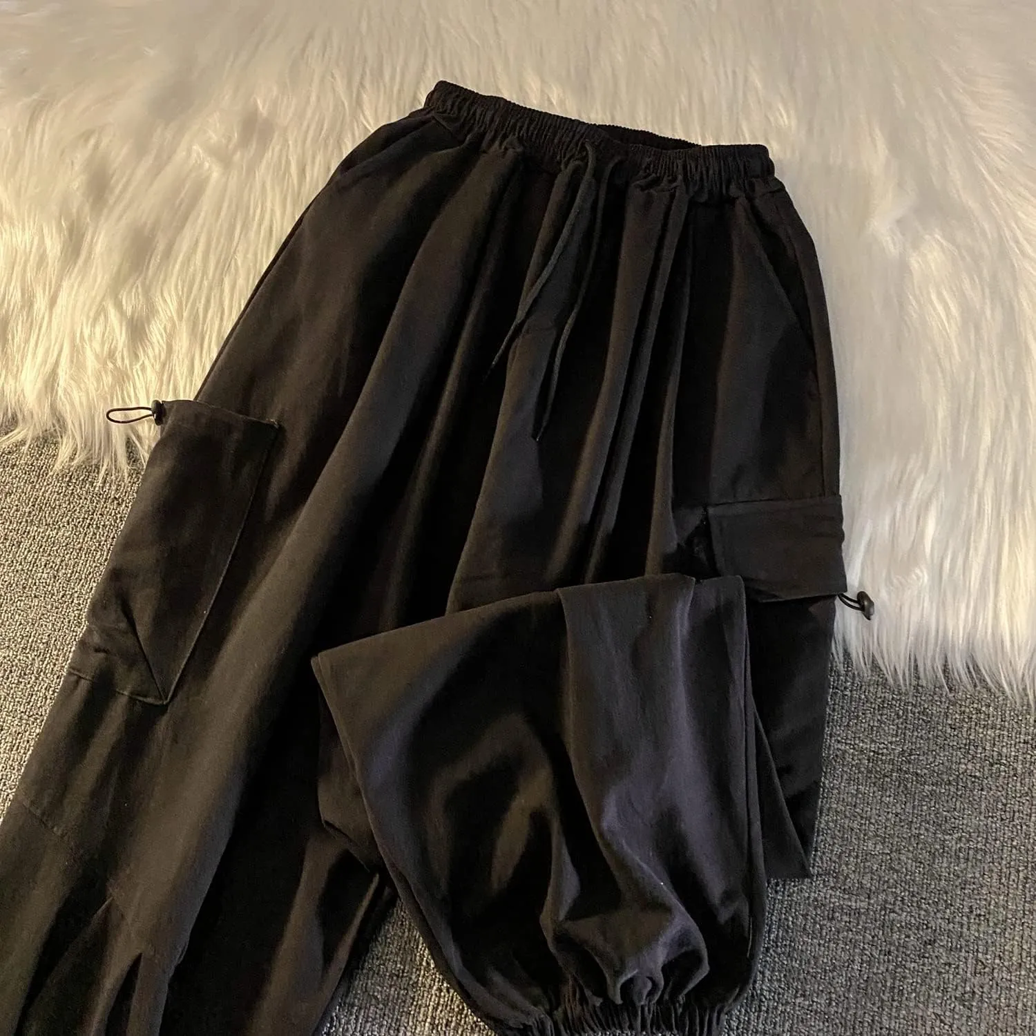 Gothic Harajuku Cargo Pants Y2K Women Wide Leg Joggers Hippie Streetwear Loose Baggy Trousers
