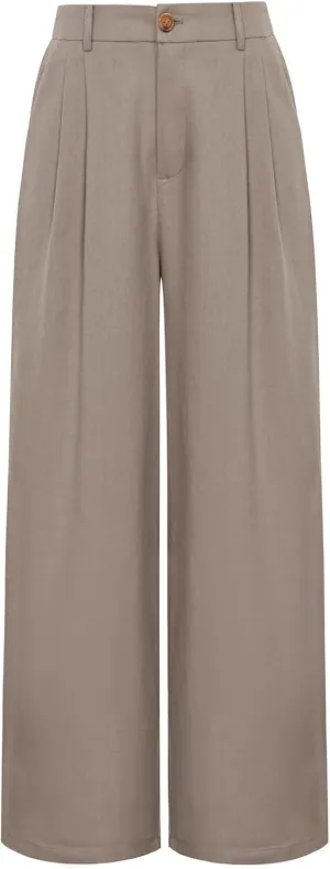 GRACE KARIN Wide Leg Pants for Women Cotton Linen Business Casual Long Trousers Palazzo Pants with Pockets