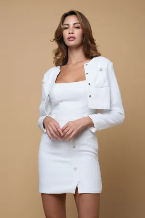 Graceful Tweed Cropped Jacket White