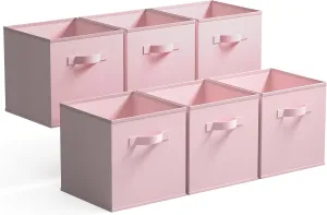 GRANNY SAYS Cube Storage Bins, 11 Inch Storage Cube Organizer, Collapsible Fabric Storage Cubes with Handle, Closet Baskets for Organization, Shelf Basket for Shelves, Pink, 6-Pack