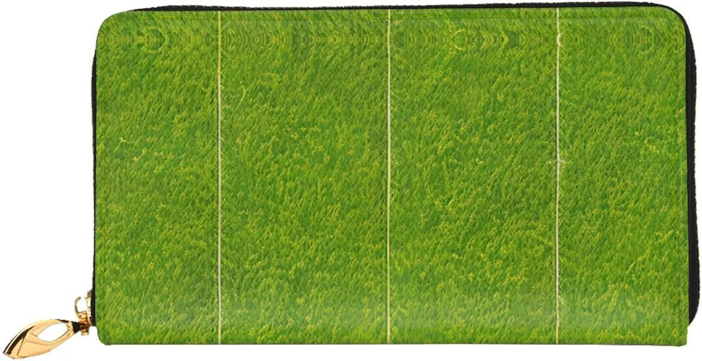 Green Grassland Leather Wallet,Long Clutch Purse,Soft Material,Zip Design Anti-Loss Money,12 Bank Card Slots,Lightweight,Waterproof And Durable For The Stylish Girl