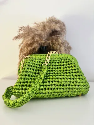 Gretta Metallic green premium yarn Clutch