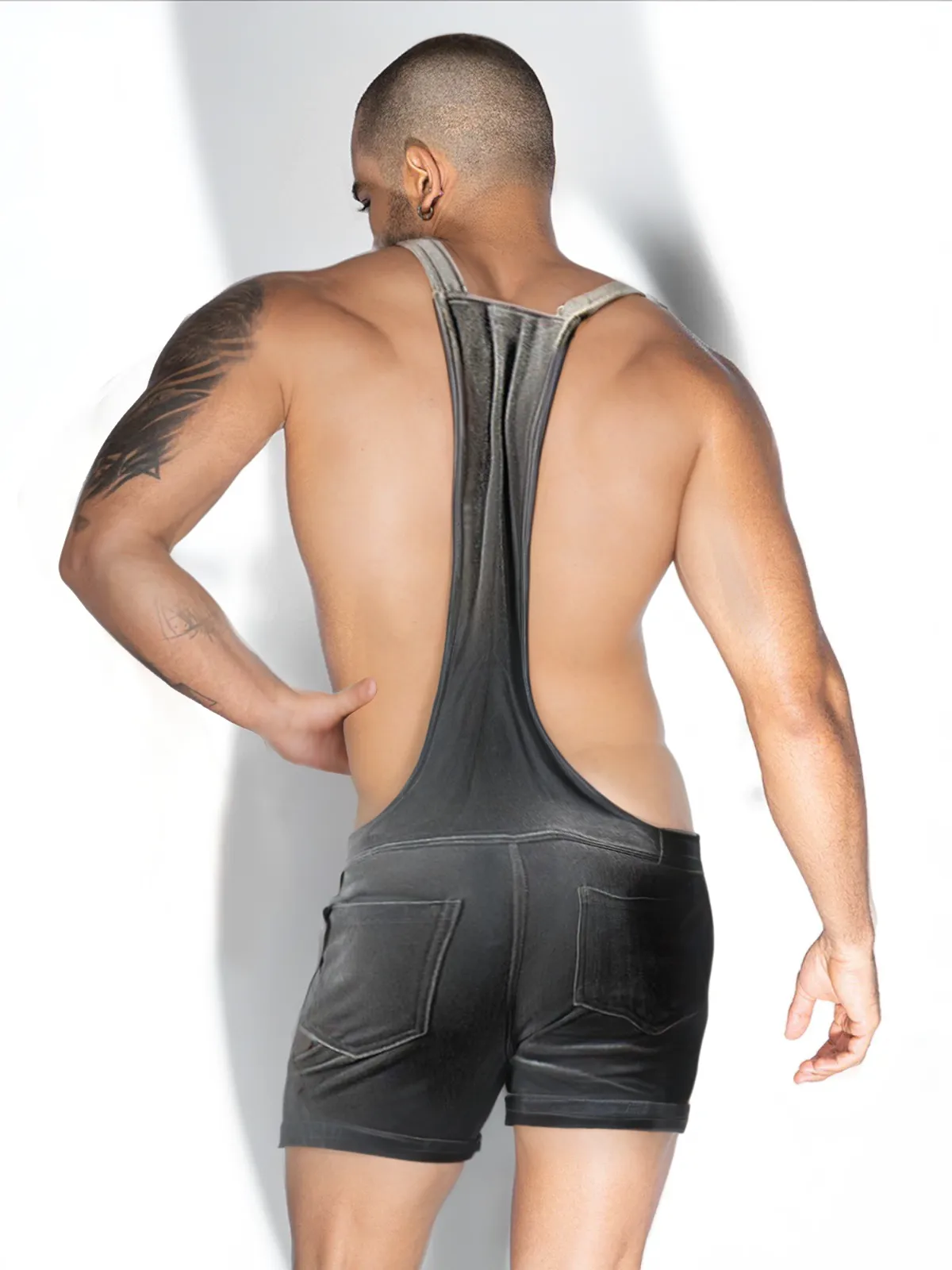 Grey Velvet Slim Fit Overall Shorts – Soft & Sophisticated Style