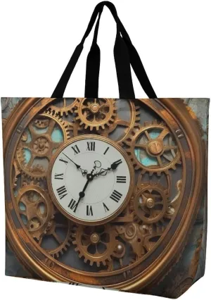 Grocery Bag Reusable Tote Bag Foldable Teal And Gold Marble Shopping Bag Handbag Washable Shoulder Bag for Travel