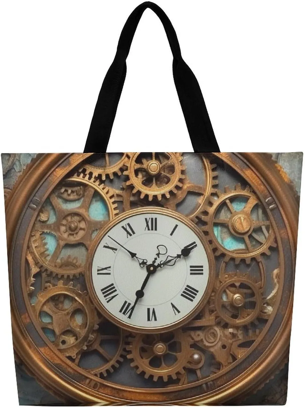 Grocery Bag Reusable Tote Bag Foldable Teal And Gold Marble Shopping Bag Handbag Washable Shoulder Bag for Travel