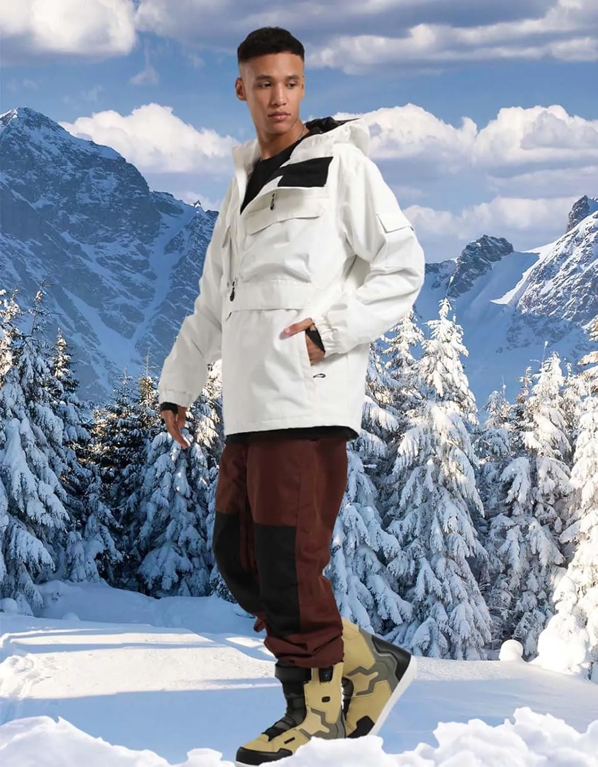GSOU SNOW Men Ski Jacket Snowboard Coat Snow Pullover Hooded Winter Outdoor Sports Waterproof Windproof