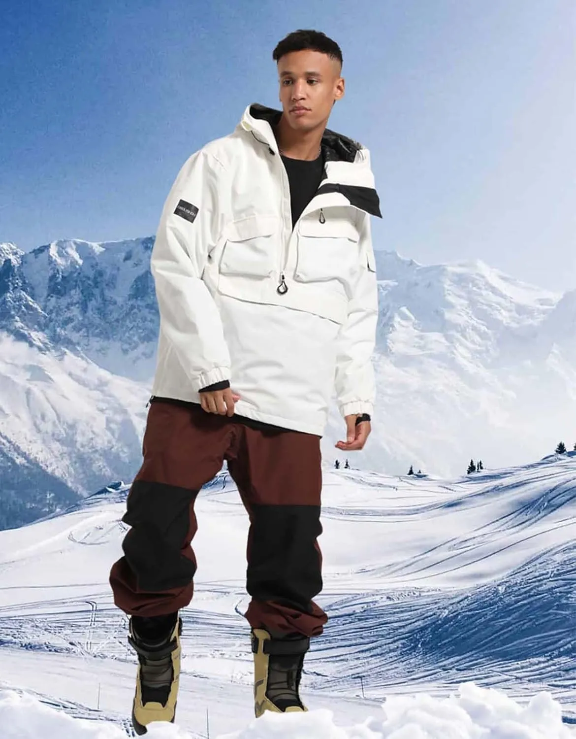 GSOU SNOW Men Ski Jacket Snowboard Coat Snow Pullover Hooded Winter Outdoor Sports Waterproof Windproof