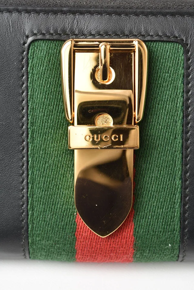 Gucci Leather Long Wallet Round Zipper Sylvie 476083