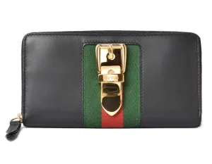 Gucci Leather Long Wallet Round Zipper Sylvie 476083