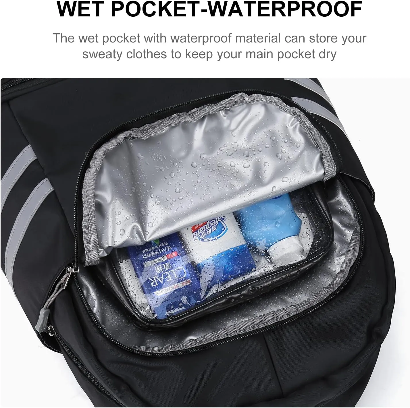 Gym Backpack for Women with Shoes Compartment & Wet Pocket,Large Travel Backpack Waterproof, Black Backpack